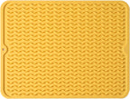 Silicone Dish Drying Mat for Multiple Usage,Easy clean,Eco-friendly,Heat-resistant Silicone Mat for Kitchen Counter or Sink,Refrigerator or drawer liner Yellow L 16 inches x 12 inches