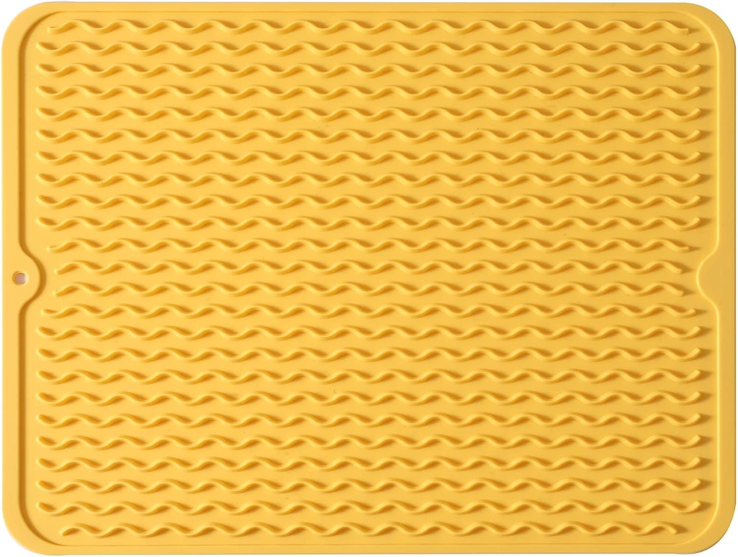 Silicone Dish Drying Mat for Multiple Usage,Easy clean,Eco-friendly,Heat-resistant Silicone Mat for Kitchen Counter or Sink,Refrigerator or drawer liner Yellow L 16 inches x 12 inches