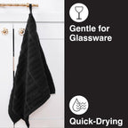 All-Clad Solid Kitchen Towels: Highly Absorbent, Super Soft Long Lasting - 100% Cotton, 17"x30" Tea Towels for Cleaning & Drying Dishes, Pans, Glassware, or Countertops, (2-Pack), Black