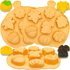 Halloween & Thanksgiving Silicone Molds - 3PC Autumn Cake Molds Set with Acorn Pumpkin Maple Leaf Shapes 21-Cavity Baking Pan for Chocolate Candy Cheesecake Ice Cube Jelly Pudding Soap Candle Making
