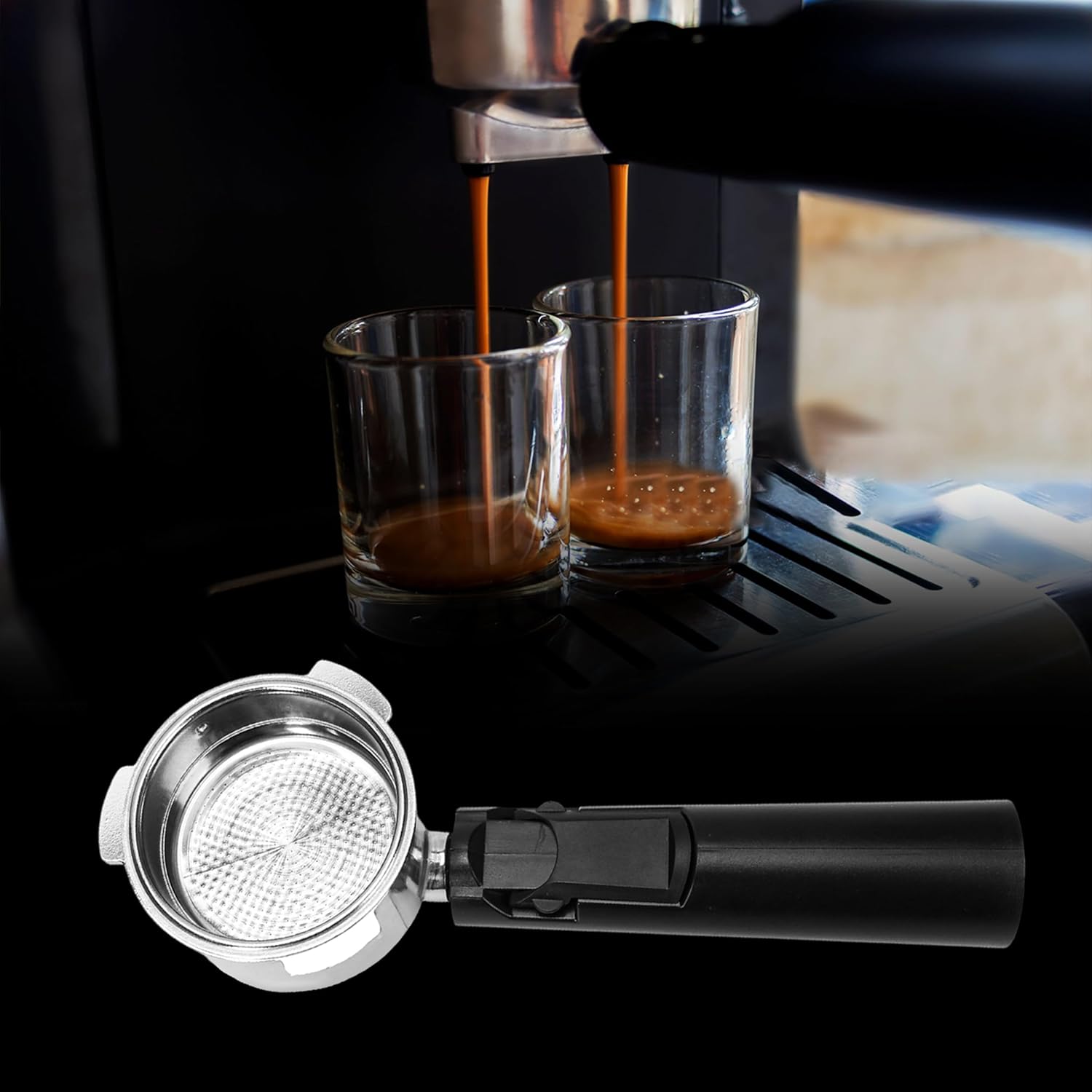 Coffee Espresso Machine Handle Replacement Parts, Cafe Bracket Handle Portafilter Filter Basket for Lidl Silvercrest CM4621 CM4216 KF5002 KF500S Barista with FILTER VASKET