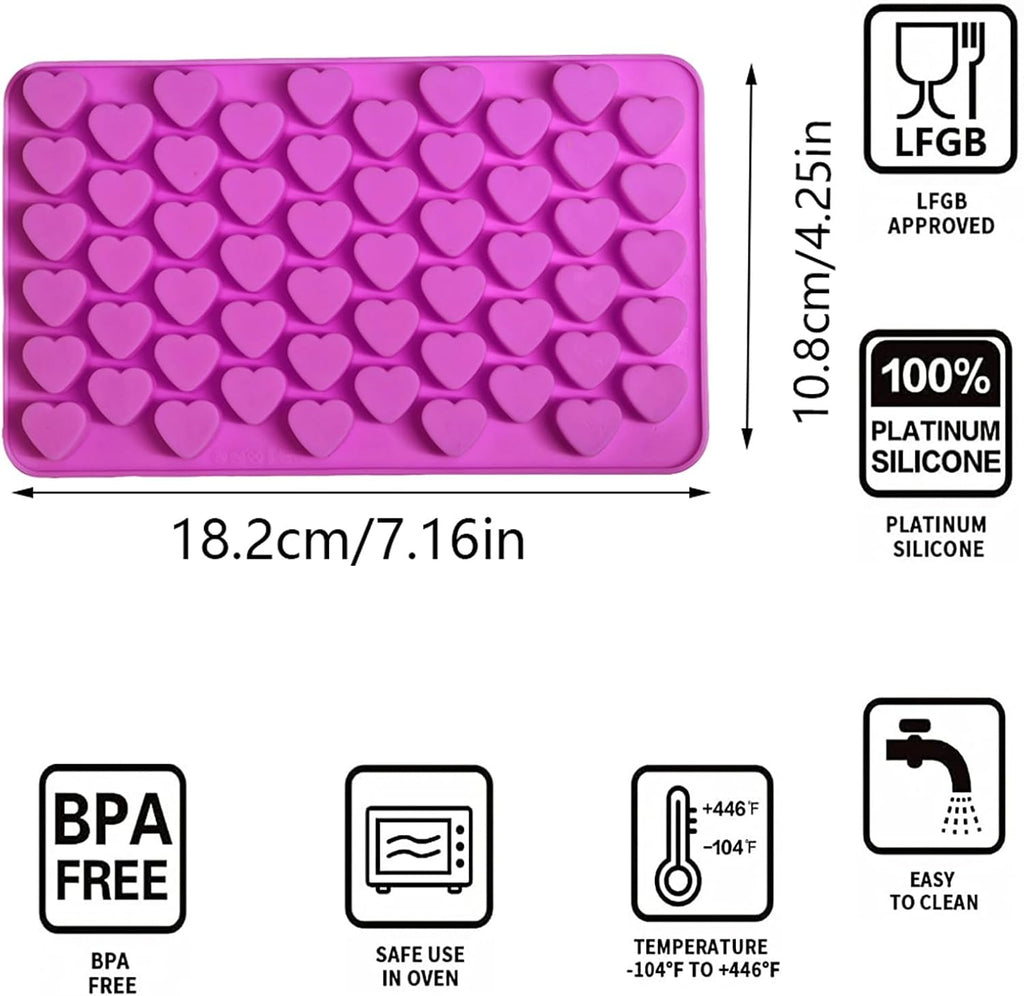 Gummy Candy Molds - 4Pcs Silicone Gummy Hearts Mold for Kids, Non-stick and Bpa Free for Mini Candy Chocolate Gummies Baking