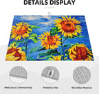 Sunflowers Large Dish Drying Mats For Kitchen Counter, Watercolor Yellow Flower Microfiber Kitchen Drying Mat Draining Pad Absorbent Dish Mat 18"x24" (Sunflowers Under The Blue Sky)