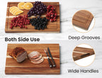 Acacia Wood Cutting Boards for Kitchen(Set of 3),Wooden Chopping Boards Set with Juice Groove, Large Serving Board with Holder,Butcher Block for Meat,Vegetables,Fruit