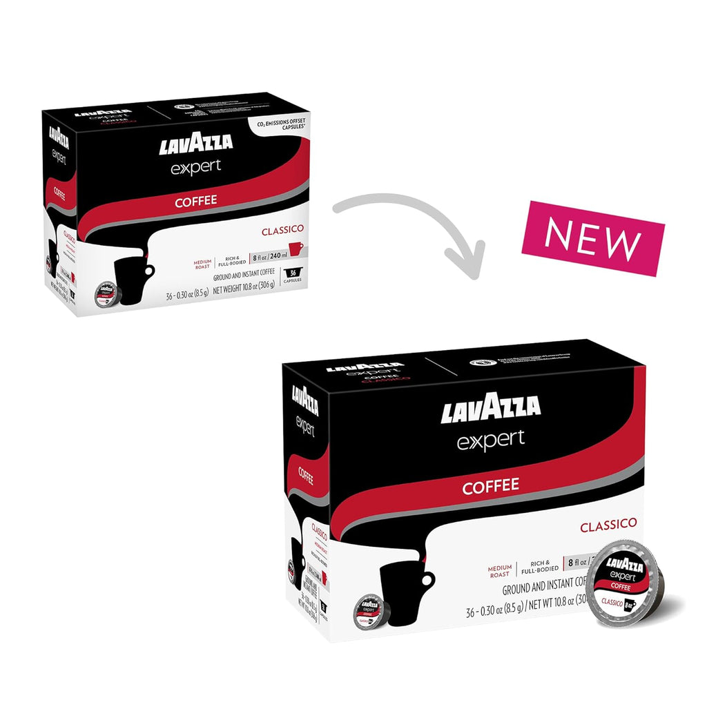 Lavazza Expert Classico Coffee Capsules, Medium Roast, Arabica and Robusta Blend, Compatible with Lavazza Classy Plus Machine (36 Capsules)