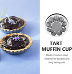 Mikinona 6pcs Stainless Steel Flower Tart Pans Non-stick Tart Muffin Cups for Baking Desserts for Cupcakes Egg Tarts and Diy Parties