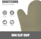 Rorecay 6pcs Oven Mitts and Pot Holders Sets Heat Resistant 500 Degrees, Extra Long Silicone Oven Gloves Non-Slip Potholders Hot Pads for Kitchen Baking Cooking, Quilted Liner, Martini Olive