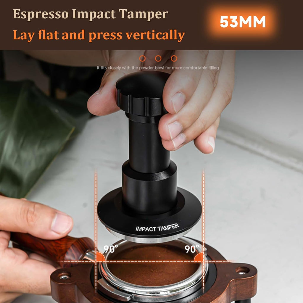 53mm Espresso Tamper,Impac Coffee Tool Espresso,Compatible with Breville Portafilter 54mm,30lb,316 Stainless Steel. (53MM Black)