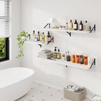 Dreamland Floating Shelves for Wall, 12 Inch Deep Floating Shelves Set of 2, 55W x 12D Large Wall Shelf with Sturdy Metal Brackets for Living Room, Bathroom, Bedroom and Kitchen, White