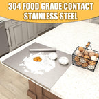 Stainless Steel Chopping Board Extra Large Cutting Board with Lip Stove Top Pastry Board Kneading Board Baking Board with Rolling Pin for Meat Vegetables Fruits Cheese Bread,31.5x 22.8 Inch