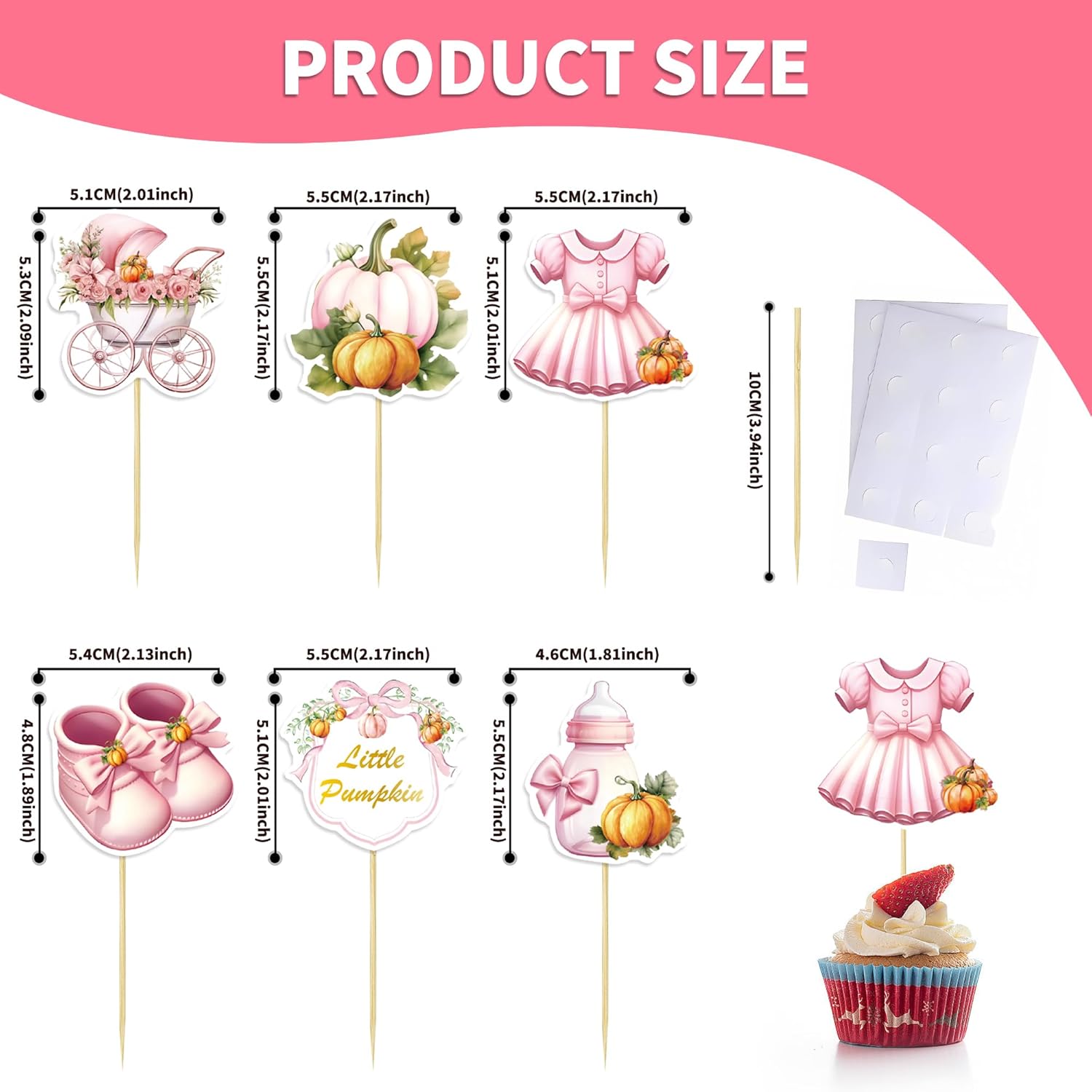 36Pcs Little Pumpkin Cupcake Toppers Pink Pumpkin Cupcake Picks Little Pumpkin Baby Shower Cake Decorations Thanksgiving Party Cake Decorations Kids Birthday Party Supplies