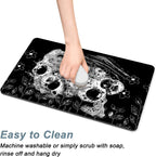 Rnivvi Coffee Mat, 12" x 19" Cute Coffee Bar Mats for Espresso Machine Station Accessories and Organizer, Hide Stain Rubber Backed Absorbent Dish Drying Pad for Kitchen Counter, Black White Flowers