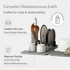 Dorai Home Collapsible Dish Drying Rack and Stone Dish Pad – Large Foldable Drying Rack with Instant - Dry Stone Mat –Space-Saving Drainer Rack for Kitchen Counter - 24.6" x 16.5", Slate