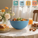 Wheat Straw Salad Bowls for Kitchen set of 6,Anit-Scald Thick Soup Bowls 40oz,Microwave and Dishwasher Safe Bowl set easy to clean. Blue