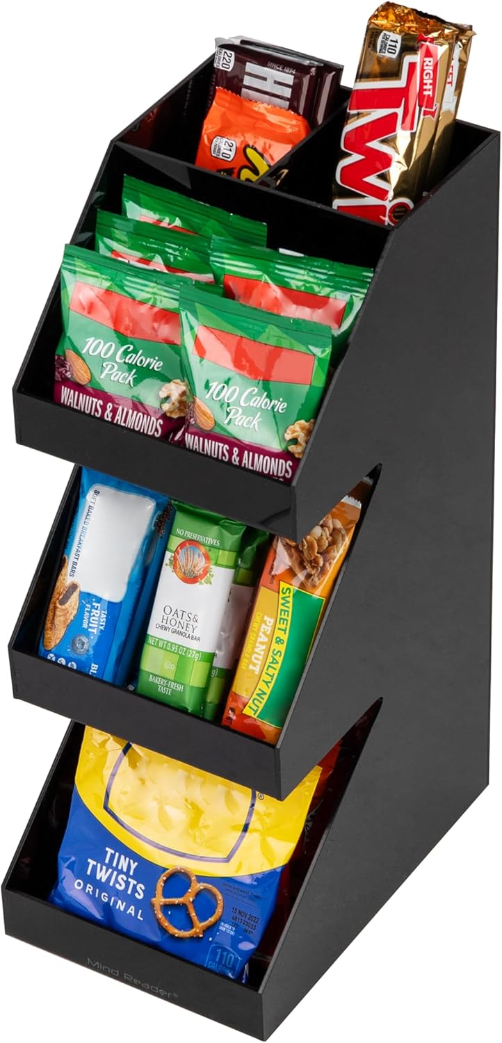 Mind Reader Coffee Tea Utensil and Condiment Station, Countertop Organizer, Coffee Bar, Kitchen, 6"L x 9"W x 16"H, Black