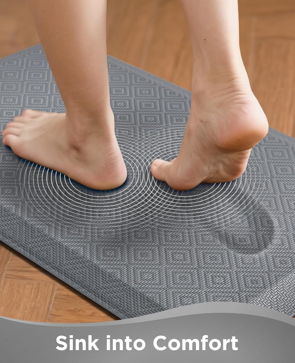Ophanie Kitchen Mats for Floor, 3/4 Inch Thick Kitchen Rugs, 20 x 48 Anti Fatigue Standing Cushioned Mat, Waterproof,Comfort Ergonomic Mat for Office, Home, Sink, Grey Non-Slip Bottom