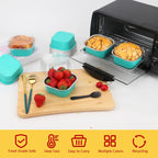 LNYZQUS 120pack/10oz Foil Mini Cake Tins with Lids 4”X4” Small Cake Baking Pans Cupcake Containers,Disposable Ramekins Mini Aluminum Brownie Pan Large Muffin Cups Holders-Cyan Blue