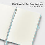 &And Per Se Dotted Journal Notebook, A5 Hardcover Leather Bullet Dotted Journal, 160 Pages 100 gsm Thick Dotted Paper，3 Sheets of Stickers Included - 5.7'' x 8''（Cyan）