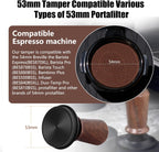 IKAPE 53.3mm Espresso Tamper, Spring-loaded Calibrated Tamper with Walnut Handle, Titanium Ripple Plating Base, Fits for 54 Breville Espresso Machine Bottomless Portafilter