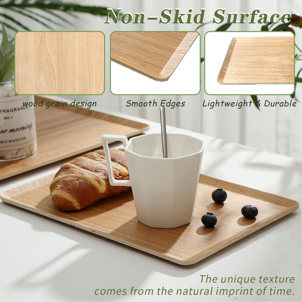 Wooden Trays for Eating, Decorative Serving Trays for Party, Great for Tea Tray, Bar Tray, Breakfast Tray - 11 x 14 Inch
