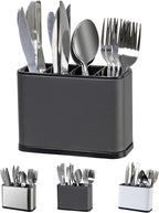 Utensil Holder,Stainless Steel Caddy Counter,Spoon holder,4 Compartments Silverware Caddy,Capacity Flatware Spoon Fork Tool Cutlery Holder(Grey)