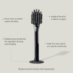 Ionic Dish Brush, Magnetized to Stand Upright, Stainless Steel with Replaceable Head, Bronze