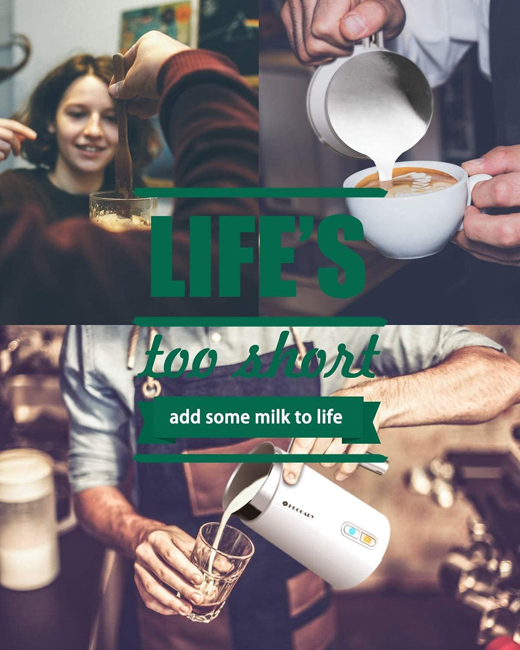 Huogary Milk Frother, Milk Steamer for Milk Foam & Hot Milk(4.5oz/10.5oz), Electric Milk Frother and Warmer for Homemade Coffee, 120V (white)