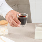 Restaurantware-Forma Professional 2.7 Ounce Double Wall Shot Glasses, 2 Insulated Espresso Cups - Dishwashable, Reusable, Clear Glass Coffee Cups, Freezable, For Hot Or Cold Beverages