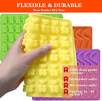 Gummy Bear and Worm Mold Silicone, No Stick Chocolate Candy Gummy Molds,Pack of 4 with 2 Droppers,SAGOOITS Large Gummy Bear Molds Candy Molds