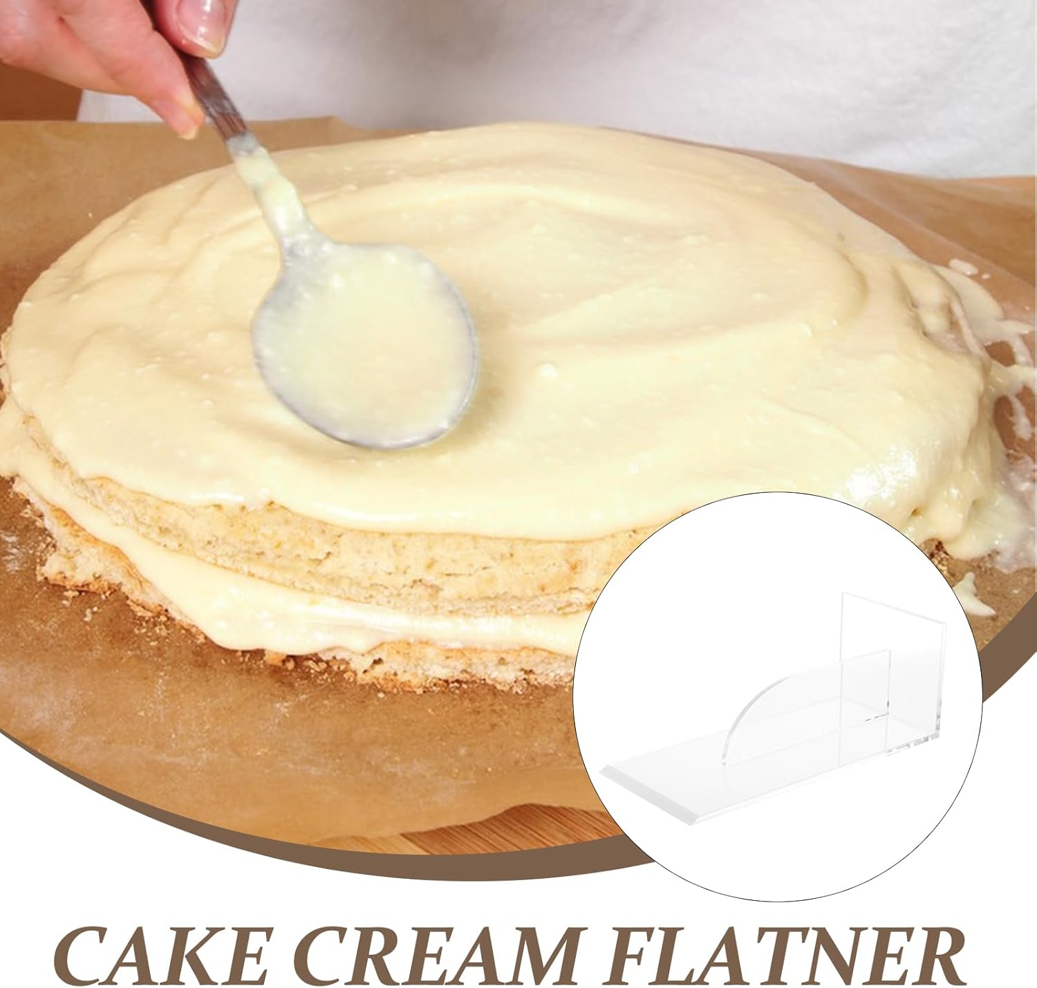 jojofuny Transparent Acrylic Cake Scraper Smoother, Baking Tool for Cake Decoration, Fondant Smoother, Bakery Supplies, Frosting Tools, 8.66 X 3.93 X 3.14 Inch