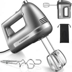 Electric Hand Mixer, Powerful Hand Mixer Electric Handheld with 304 Beaters, Dough Hook,Hand Held Mixer with Turbo for Baking Cakes, Eggs, Cream Food(Grey)