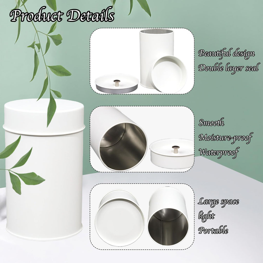 Tea Canister, 6 Pack Tea Tin Loose Leaf Tea Storage Tea Tins For Loose Tea, Tea Storage Loose Leaf Metal Tea Tin Canister For Loose Tea Storage Coffee Sugar Candy Herbs And Spices (White)