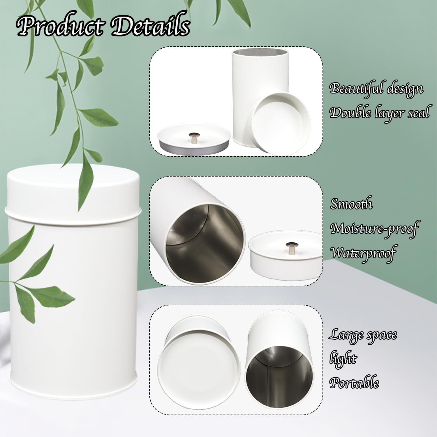 Tea Canister, 6 Pack Tea Tin Loose Leaf Tea Storage Tea Tins For Loose Tea, Tea Storage Loose Leaf Metal Tea Tin Canister For Loose Tea Storage Coffee Sugar Candy Herbs And Spices (White)