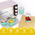 25 Pack Square Mini Cake Pans with Lids,Mini Loaf Pans with Lids,Aluminum Foil Baking Cups,Disposable Ramekins Cupcake Cups,Dessert Cups for Wedding Birthday Party Picnics,5oz (Blue)