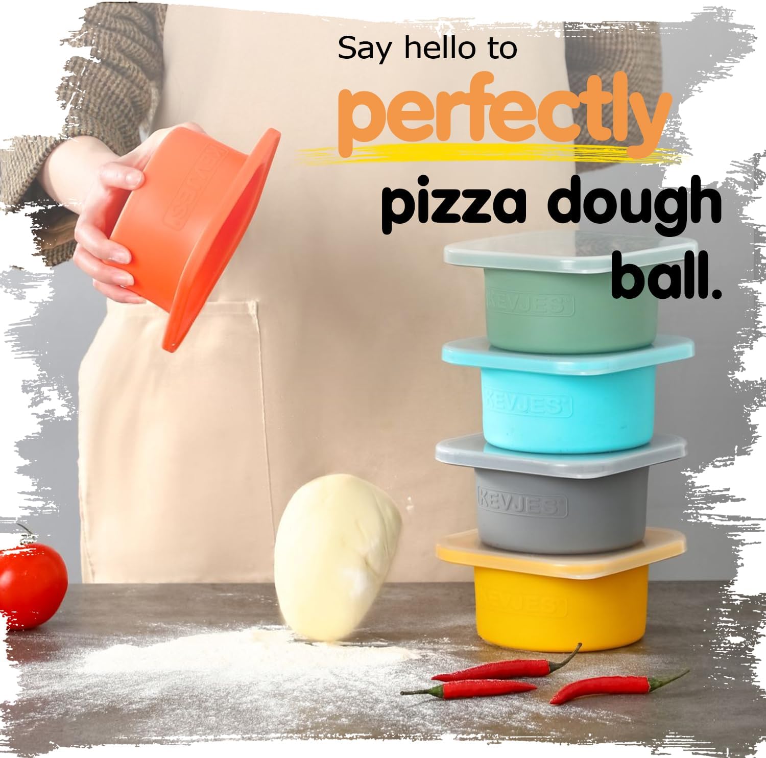 PLUS Large 1000ml Pizza Dough Proofing Boxes for DIY Artisan Pizza, Food Grade Silicone Stackable Containers with Lids, Sturdy Reinforced Steel. Freezer, Fridge, Dishwasher Safe (4Green Plus)