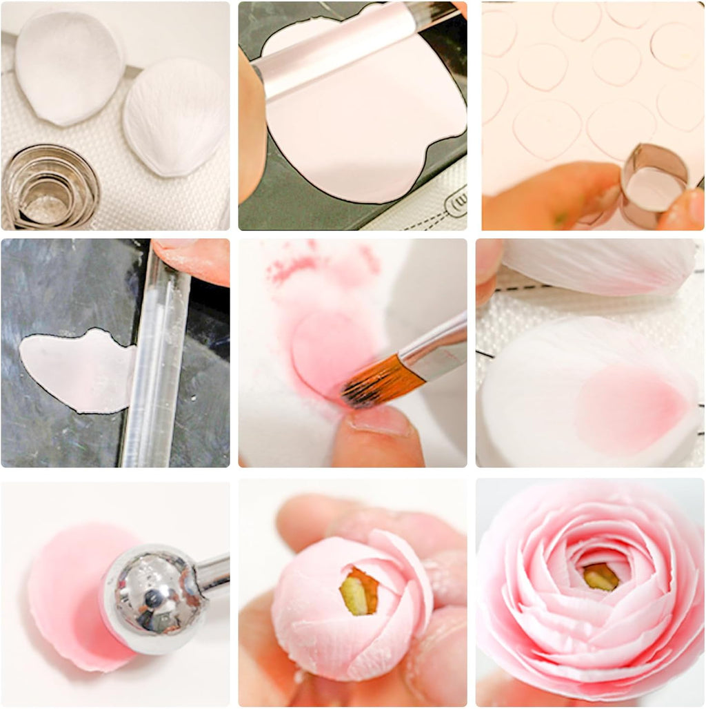 KALAIEN 6 Set Gumpaste & Fondant Flower Cookie Cutter Set - 18pcs for Wedding & Birthday Cake Decorating