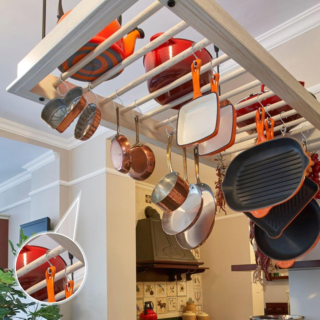 S Hooks, Small Metal S Hanging Hooks with 2 Shapes, Reversible, Heavy Duty, 3 Inch, Silver, 12 Pcs