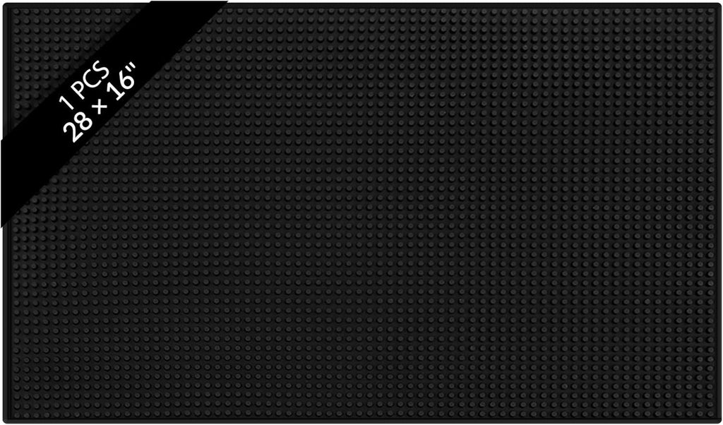 Tioncy 1 Pcs Bar Mat for Countertop 28 x 16 Inch Non Slip Cocktail Rubber Coffee Bar Service Mat for Bartending Hot Dishes Restaurants Barbershop Clippers Hot Pads, Black
