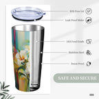 Floral Tumbler with Lid and Straw 20oz Coffee Tumblers Leakproof Stainless Steel Travel Mug Vacuum Insulated Cup for Iced and Hot