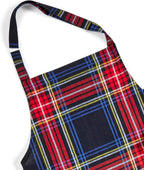 Solino Home Linen Bib Apron for Men & Women - Black Plaid Kitchen Apron with Front Pockets - Handcrafted from European Flax