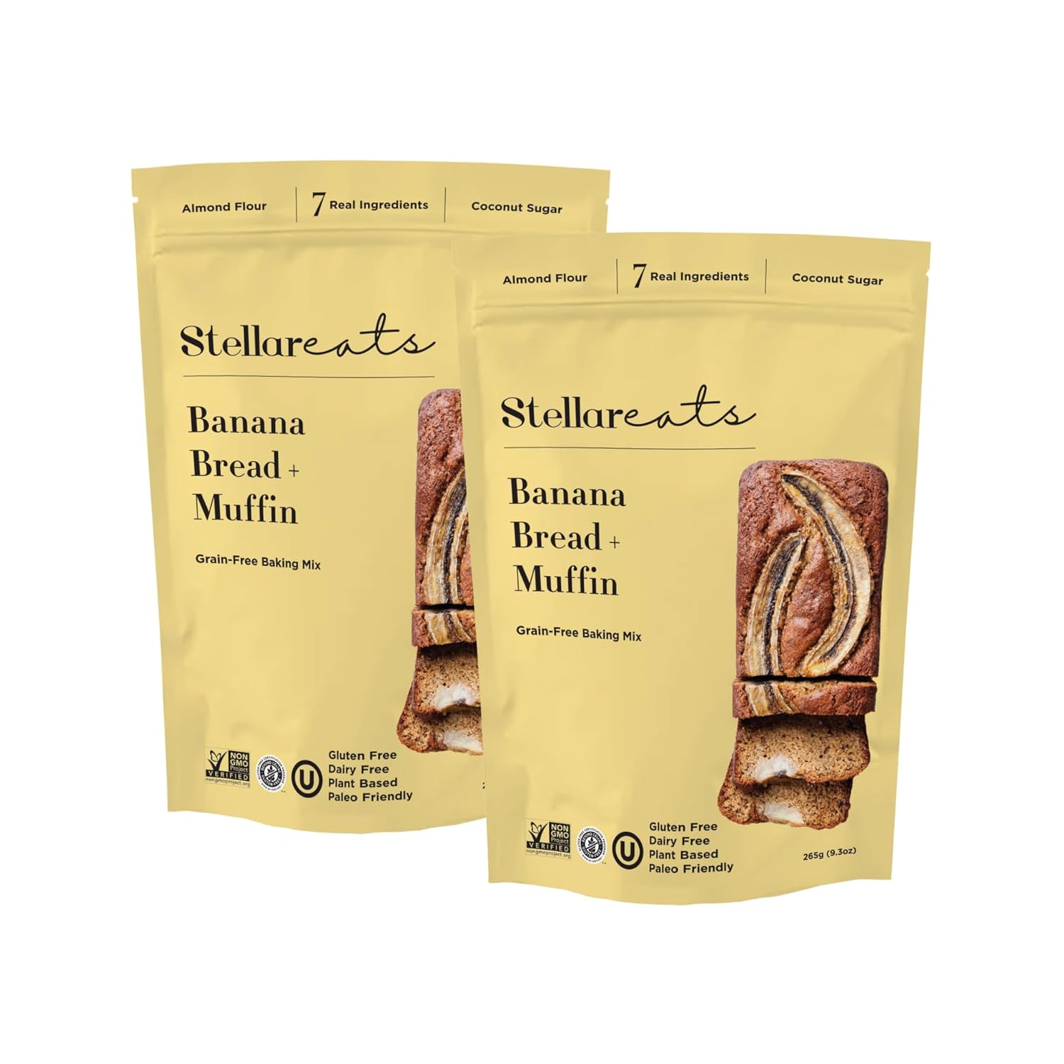 Stellar Eats Grain-Free Banana Bread & Muffin Baking Mix | Gluten-Free, Dairy-Free, Low Sugar, Plant-Based | Naturally Sweet with Coconut Sugar | Makes 1 Loaf or 12 Muffins | 2 Pack