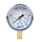 Pressure Gauge,Glycerin Liquid Filled,2.5" Dual Scale Dia,0-10000 psi/bar/kpa,1/4" NPT Male Brass Connection,Lower Mount, Stainless Steel Case,for Pneumatic,Pump,Hose,Well Tank,Gas Air Water Oil