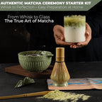 Matcha Whisk Set,7-Piece Japanese Matcha Tea Set with Ceramic Bowl, Whisk Holder, Bamboo Scoop, Sifter-Cloth Mat – Traditional Green Tea Kit for Gifts, Daily Use
