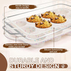 Silicone Muffin Pan, 12 Cups Muffin Tin Baking Mold With Reinforced Stainless Steel Frame Inside, Nonstick Bakeware Cupcake Pan BPA Free, 2PCS