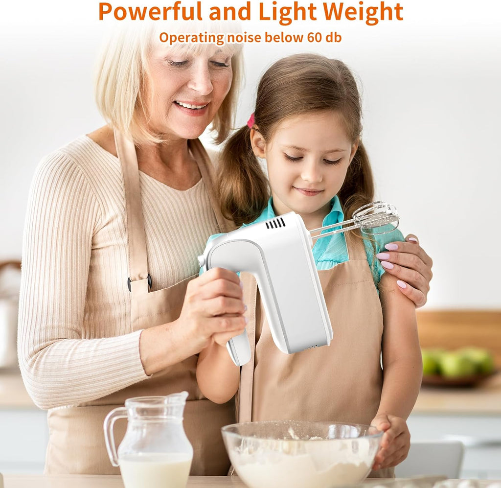 CBQ Hand Mixer Electric, 9 Speed 400W Handheld Mixer with Digital Display, Touch Button, Turbo, Snop-On Storage Case, 5 Stainless Steel Accessories, Mixer Electric Handheld for Cake, Cookie, Egg,