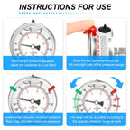 MEANLIN MEASURE -30inHG~60Psi Vacuum Pressure Gauge 316 Stainless Steel Joint 1/4"NPT 2.5"FACE DIAL, Liquid Filled Pressure Gauge WOG Water Oil Air Back Mount with Stainless Steel Hex Bushing, Snaps