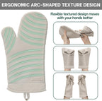 Beneno Oven Mitts, Heat Resistant BPA-Free Soft Silicone Oven Mitts 2-Pack, Waterproof Non-Slip Flexible Oven Gloves with Comfort Cotton Lining, Durable Kitchen Mitt Set for Baking Grill, 7"x13" Beige