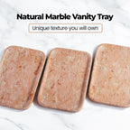 Marble Vanity Tray, Bathroom Tray for Countertop, Decoration Dresser Organizer, Perfume, Jewelry Holder, Red Stone Serving for Kitchen Sink Storage(Spring Rose)