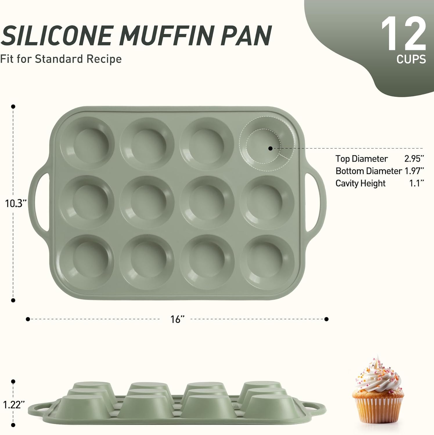 12 Cups Silicone Muffin Pan with Metal Reinforced Frame Cupcake Pan Tray Egg Molds Parents Stepdad Pawpaw Who Want Nothing Everything Future Groom Bride Law Christmas Xmas Happy Birthday Gifts Ideal