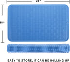 Silicone Dish Drying Mat for Multiple Usage,Easy clean,Eco-friendly,Heat-resistant Silicone Mat for Kitchen Counter or Sink,Refrigerator or Drawer Liner Lichen BlueL 3XL 28 inches x 18 inches